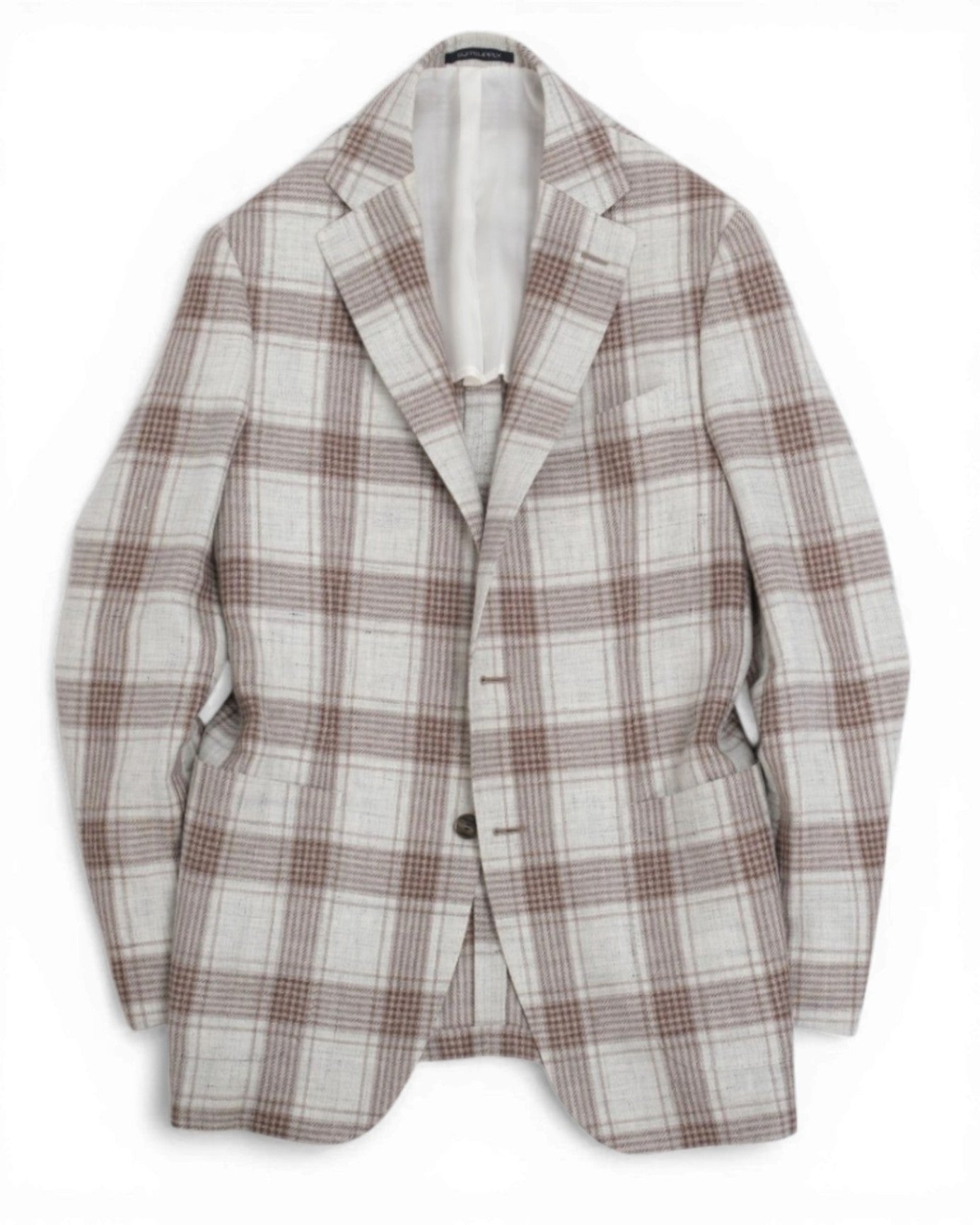 Ecru/Beige/Brown Plaid Check Sports Jacket