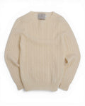 Cream Virgin Wool Cable-Knit Crewneck