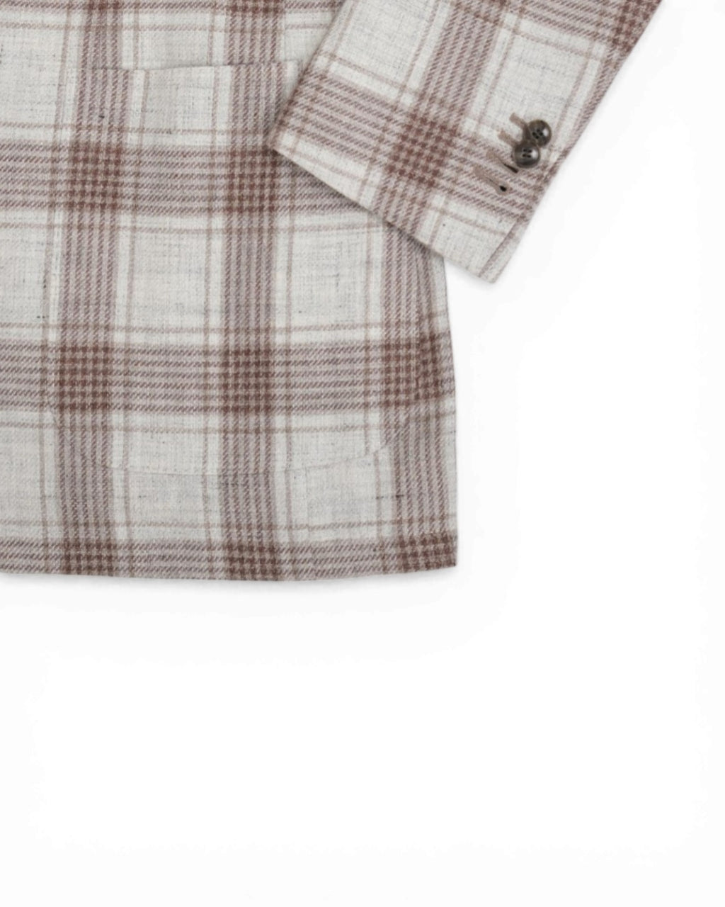 Ecru/Beige/Brown Plaid Check Sports Jacket