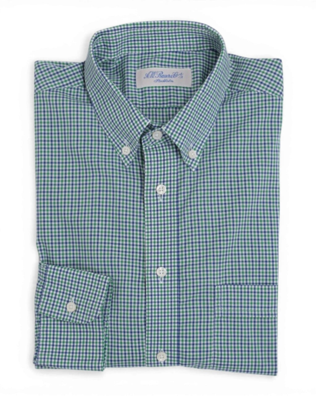 White/Green/Blue Gingham Poplin BD. Shirt