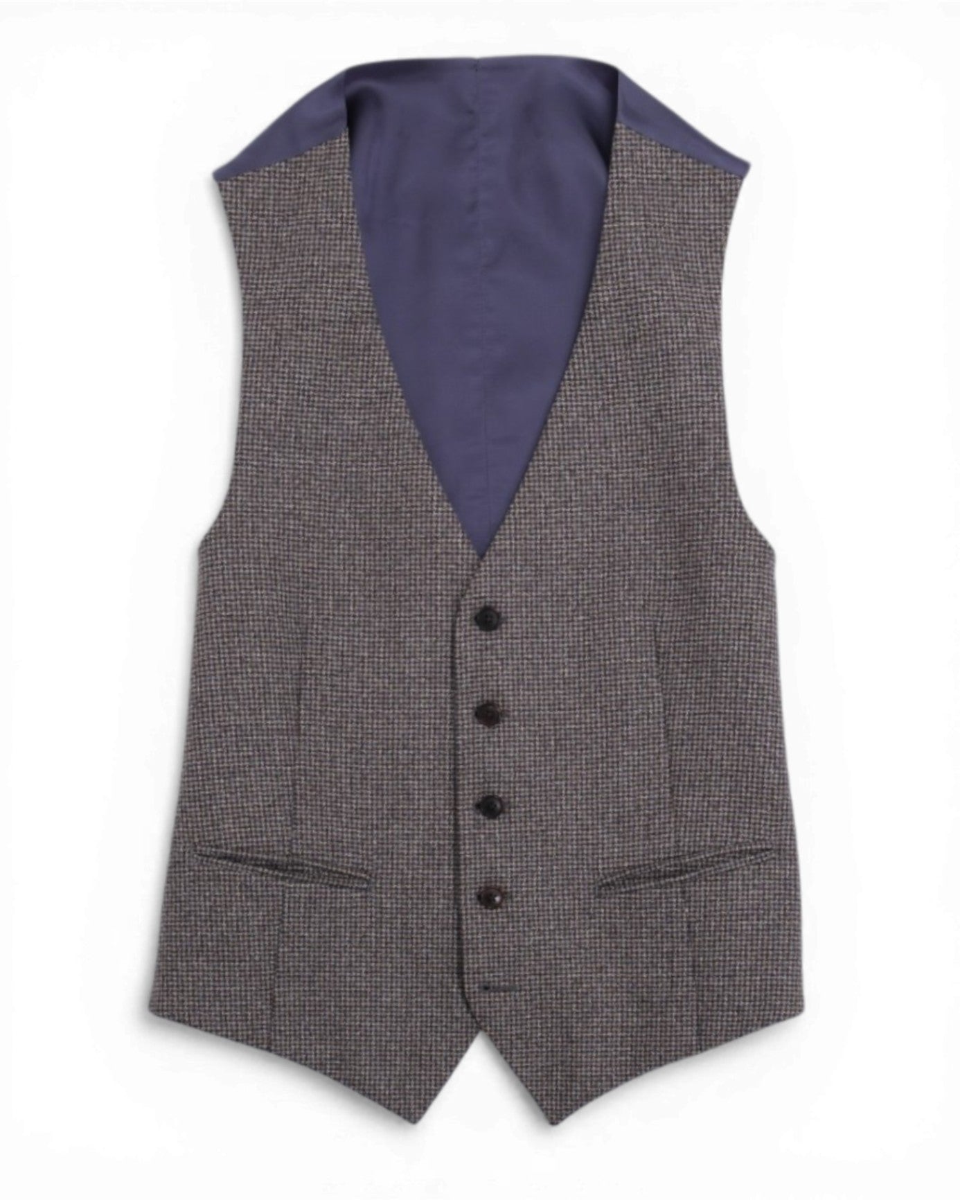 Brown/Beige/Navy Puppytooth Flannel 3-Piece Suit