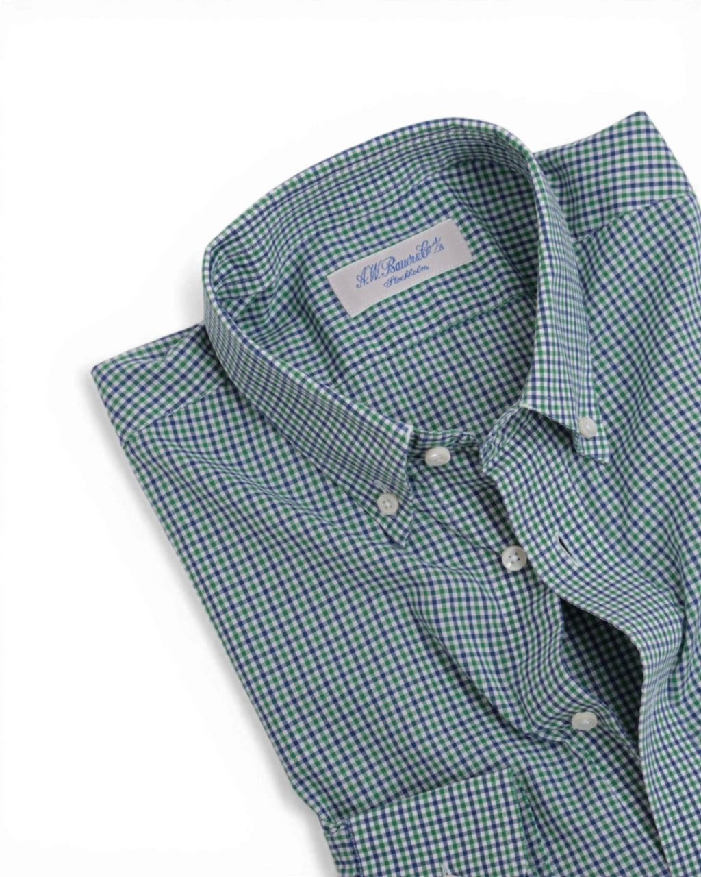 White/Green/Blue Gingham Poplin BD. Shirt