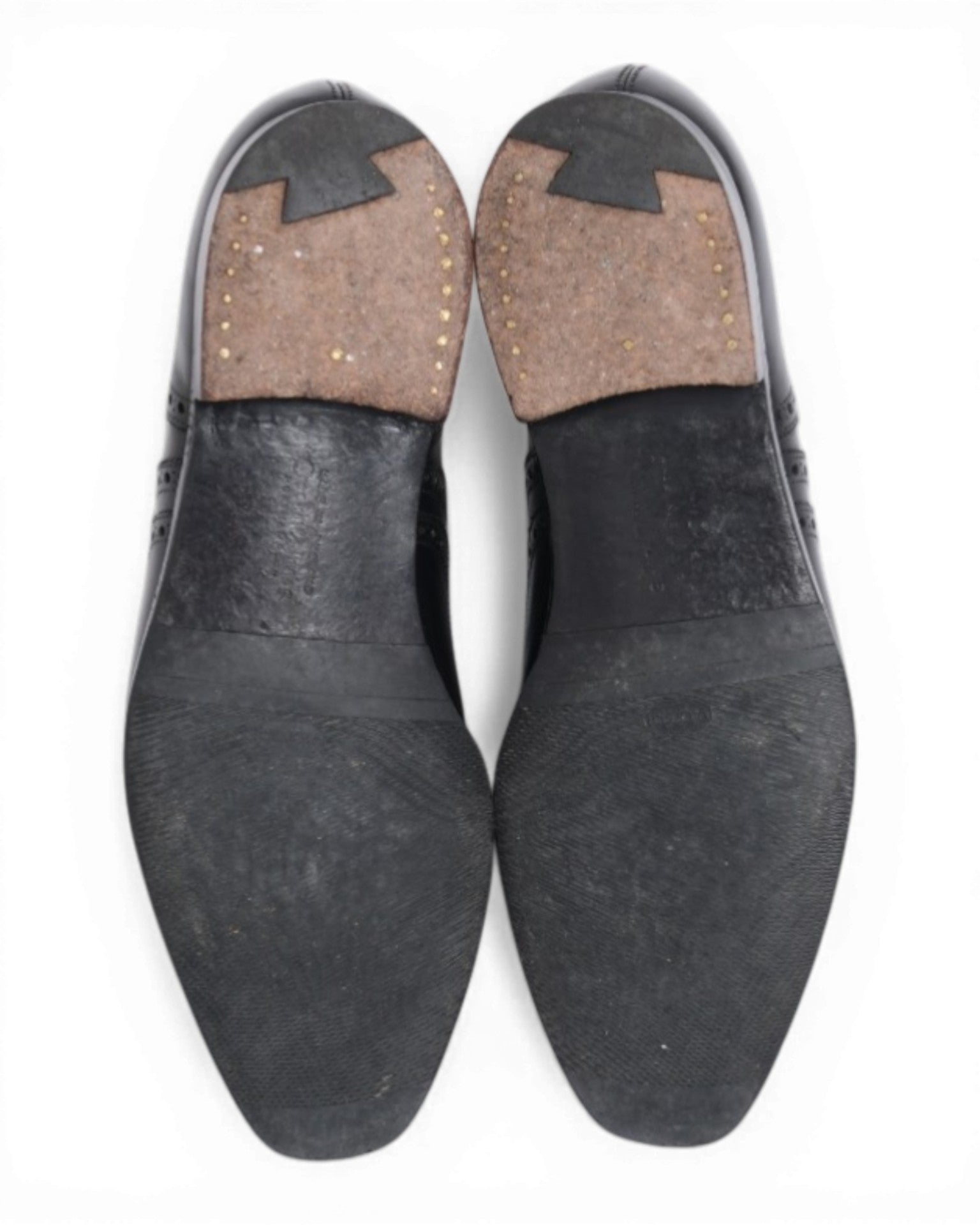 Black Leather Wing-Tip Oxfords