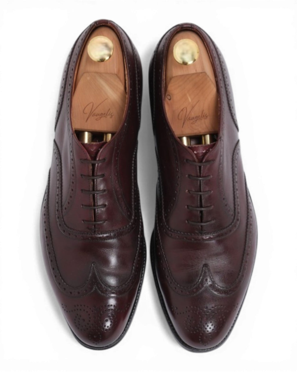 Oxblood Leather Wing-Tip Oxfords