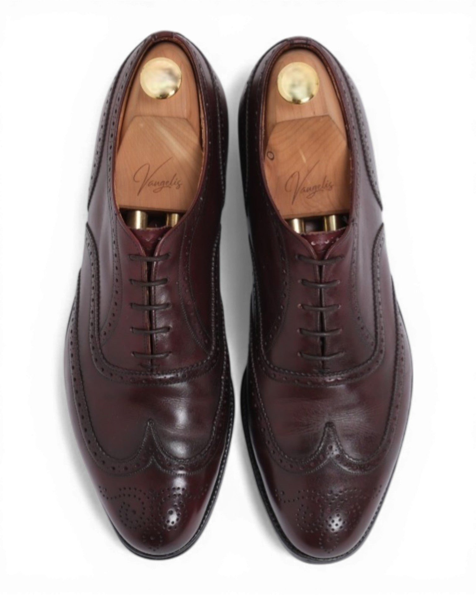 Oxblood Leather Wing-Tip Oxfords