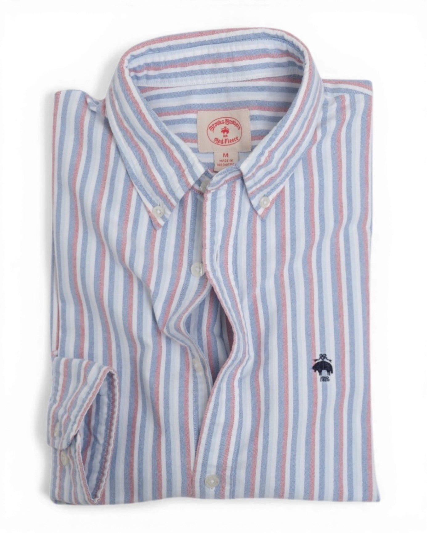 White/Blue/Pale Striped Red OCBD. Shirt