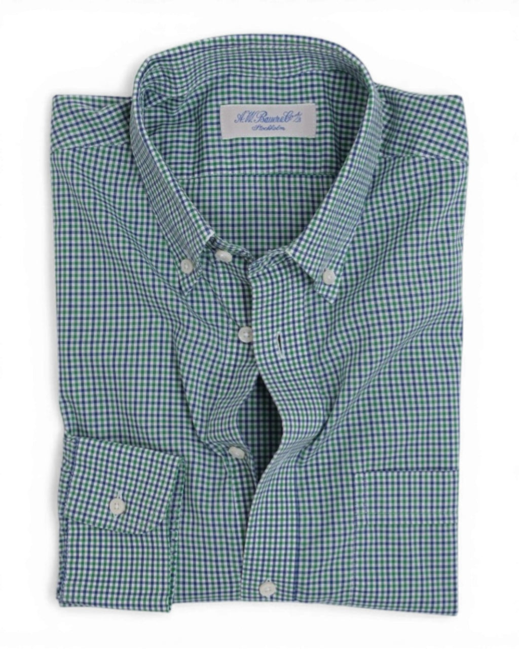 White/Green/Blue Gingham Poplin BD. Shirt