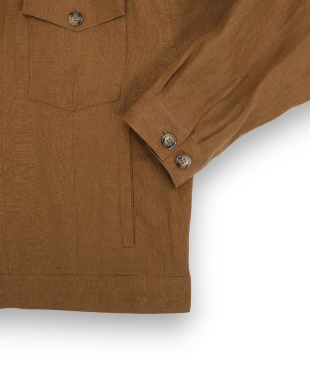 Light Tobacco Unlined Linen Trucker Jacket