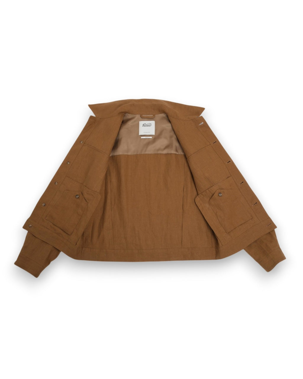 Light Tobacco Unlined Linen Trucker Jacket