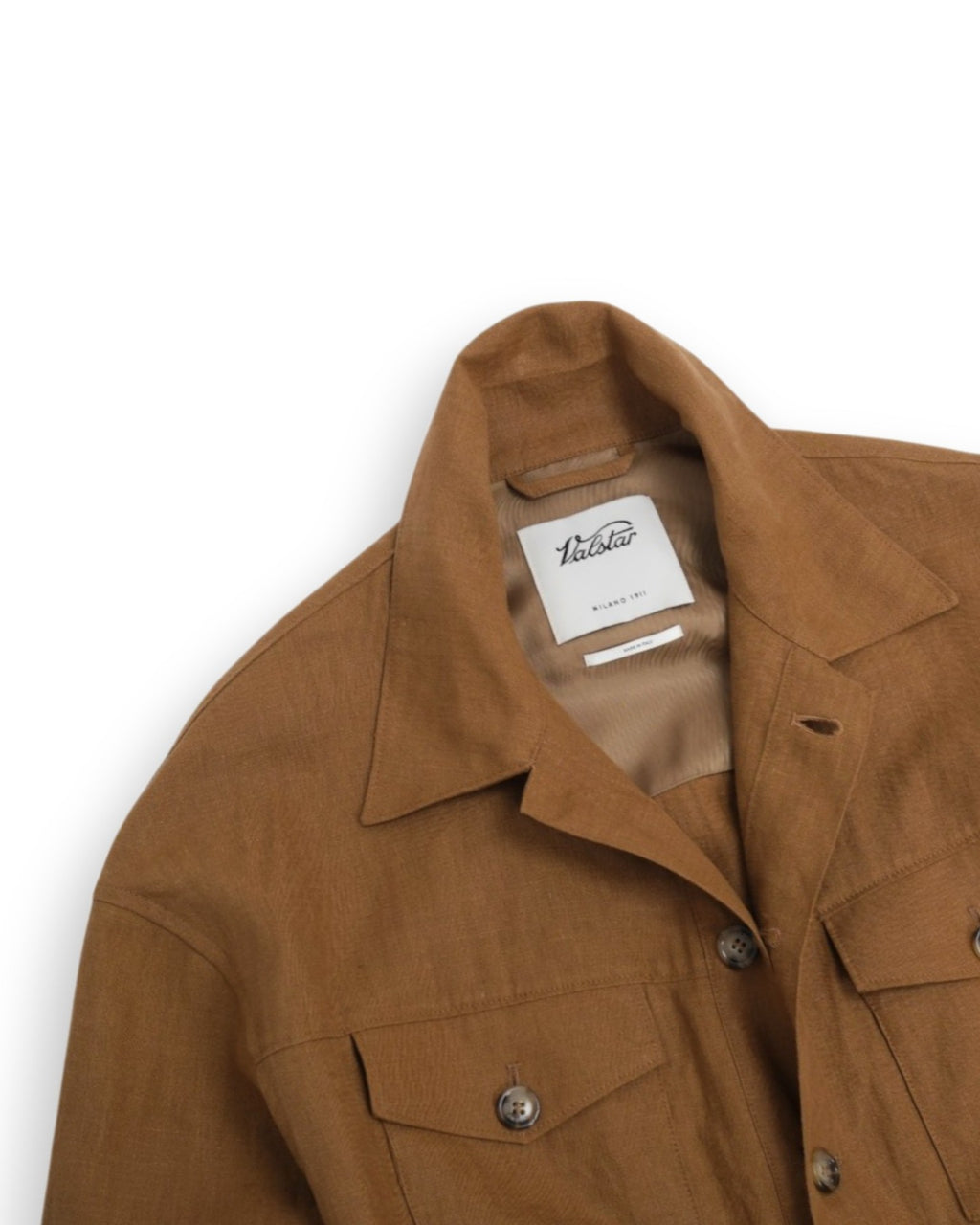 Light Tobacco Unlined Linen Trucker Jacket