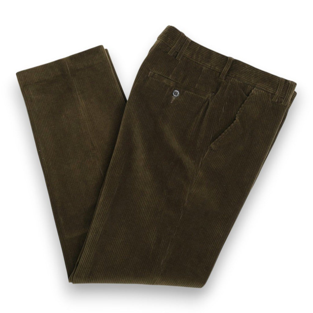 Dark Olive High-Rise Cord Trousers