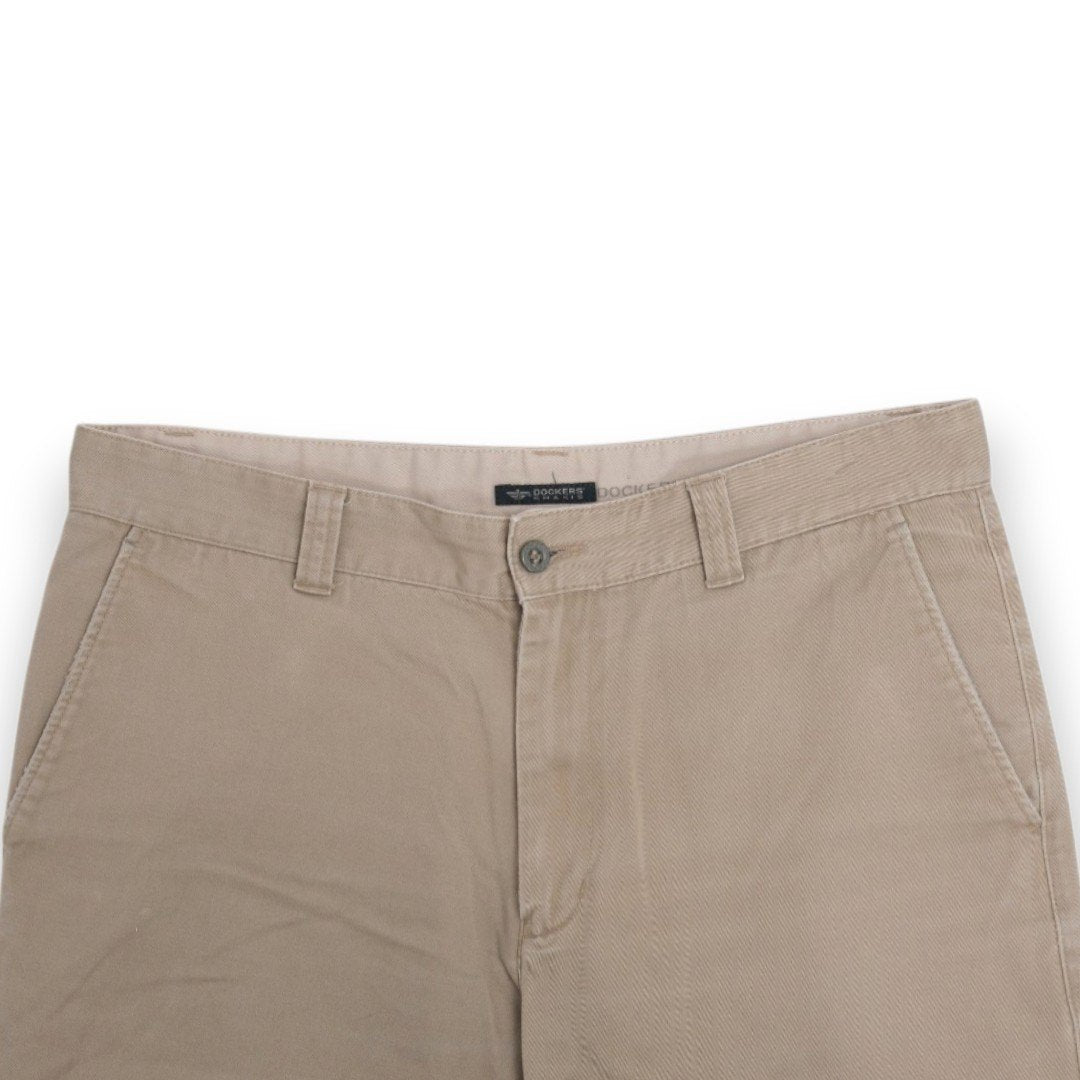 Stone Beige Twill High-Rise Trousers