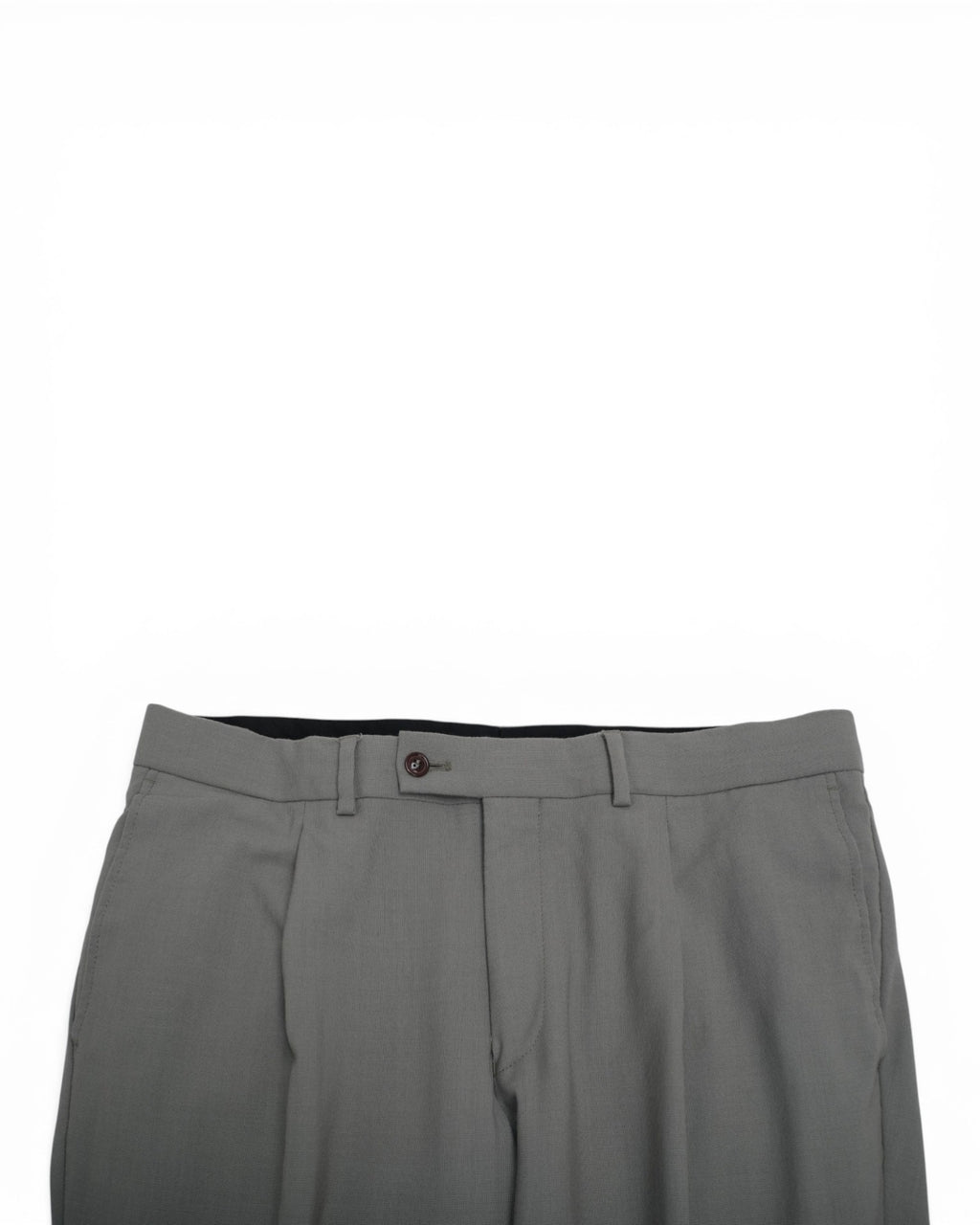 Khaki Green Pleated Wool Trousers