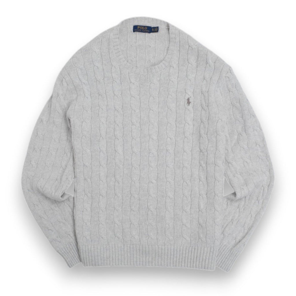 Foggy White Cable-Knit Sweater