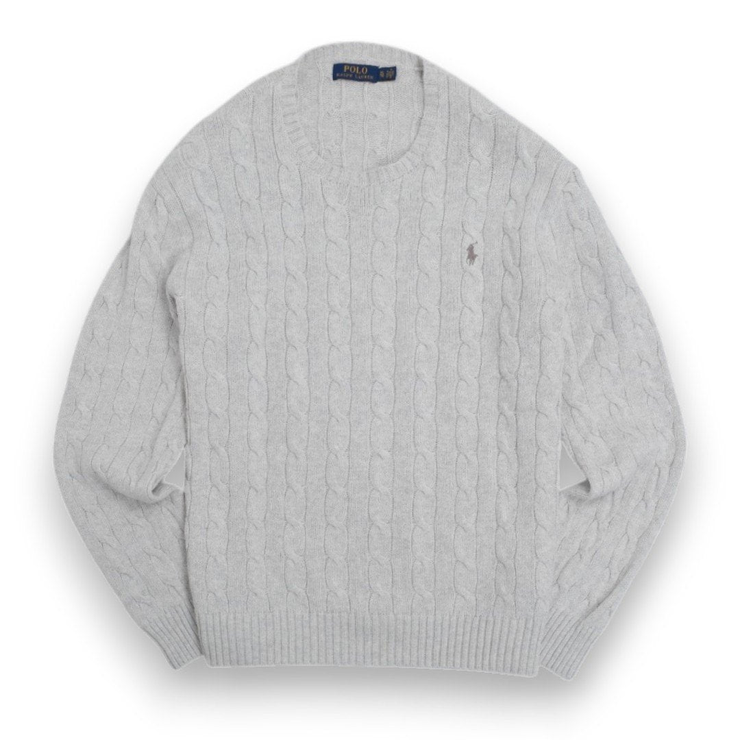 Foggy White Cable-Knit Sweater