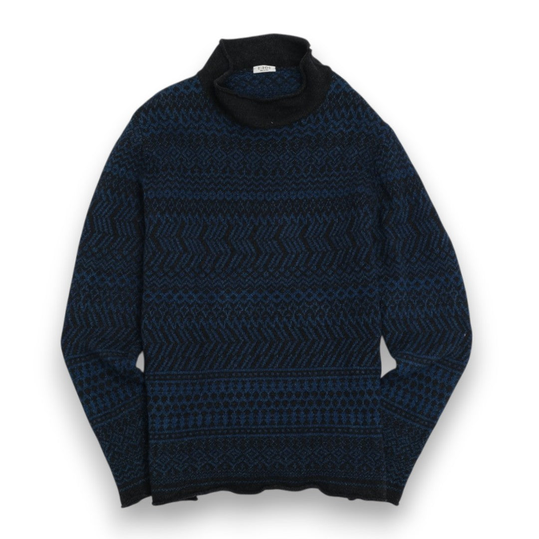 Navy/Black Cotton Mock-Neck