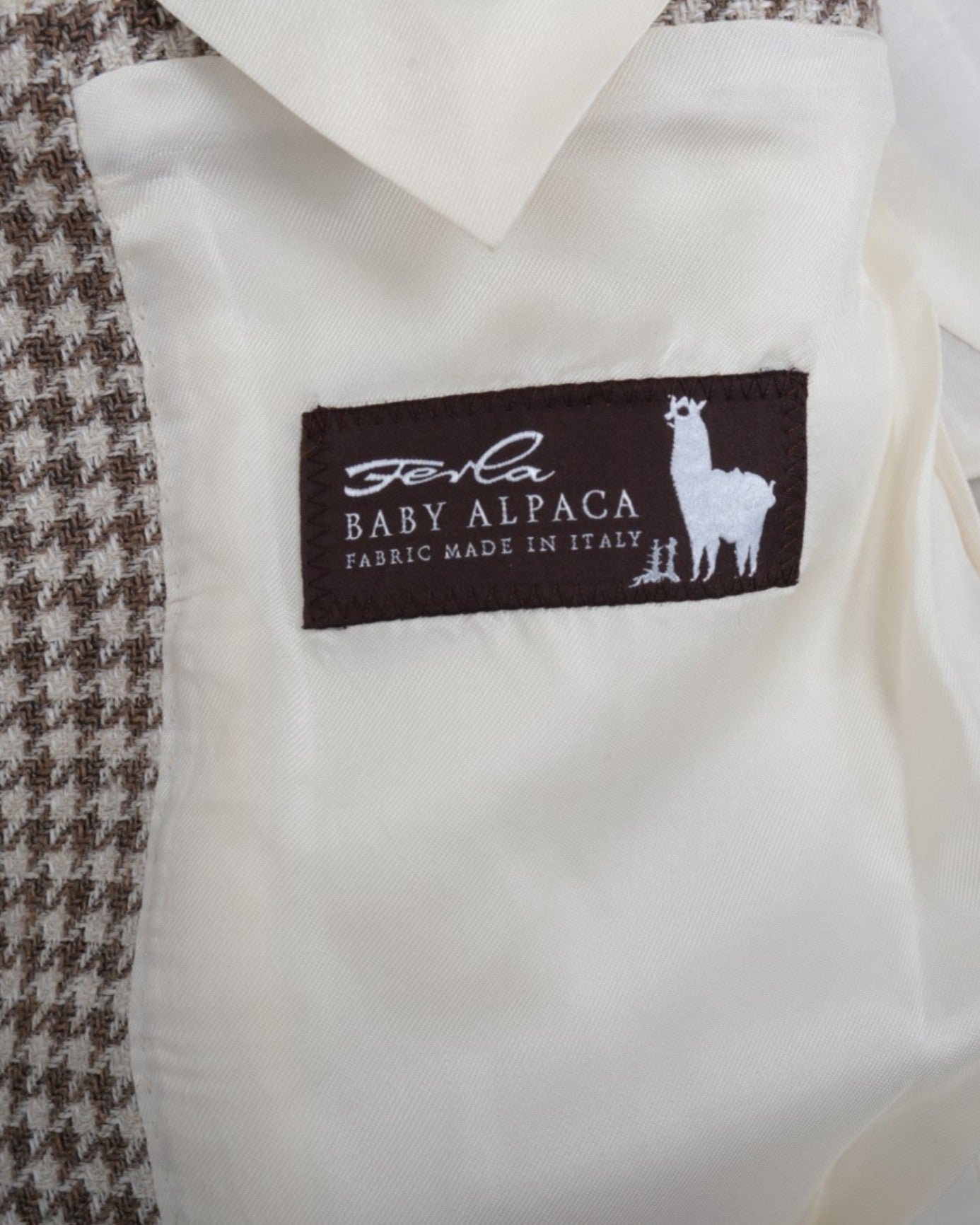 Beige Brown Houndstooth Sports Jacket