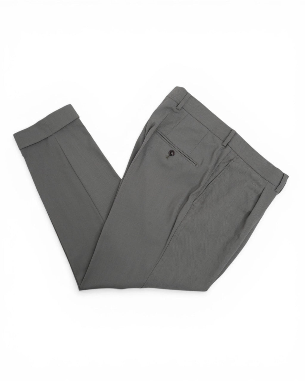 Khaki Green Pleated Wool Trousers