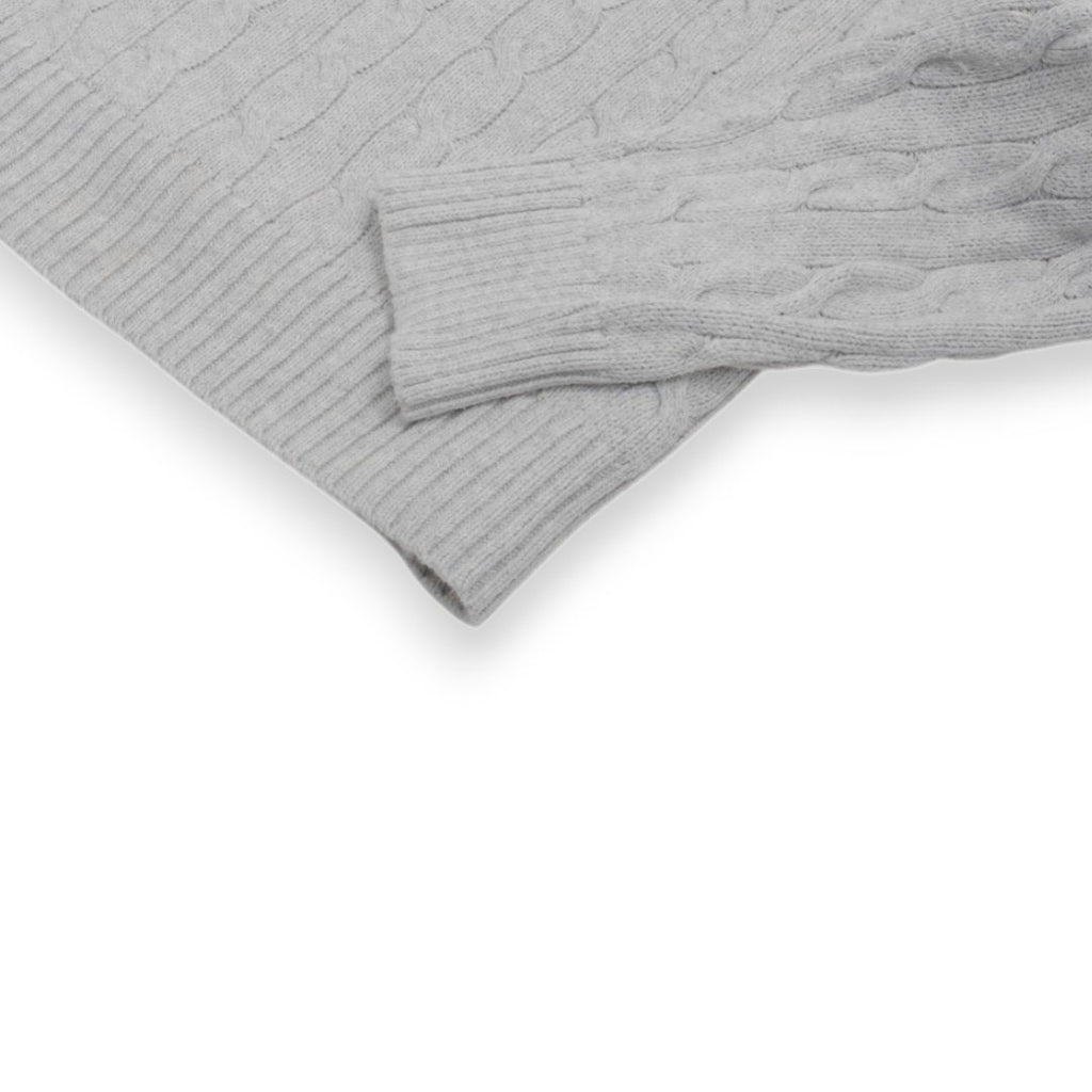 Foggy White Cable-Knit Sweater