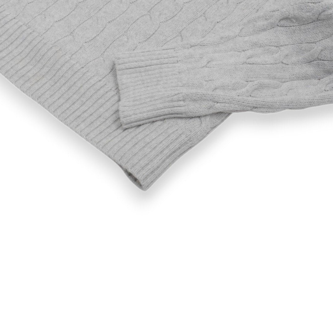 Foggy White Cable-Knit Sweater