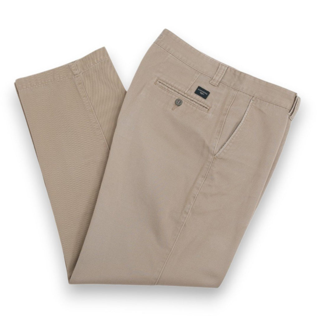 Stone Beige Twill High-Rise Trousers