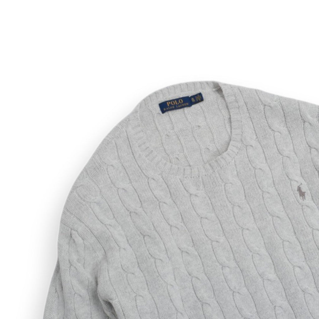 Foggy White Cable-Knit Sweater