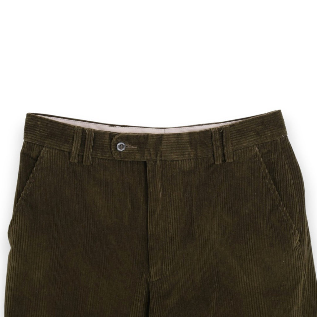 Dark Olive High-Rise Cord Trousers