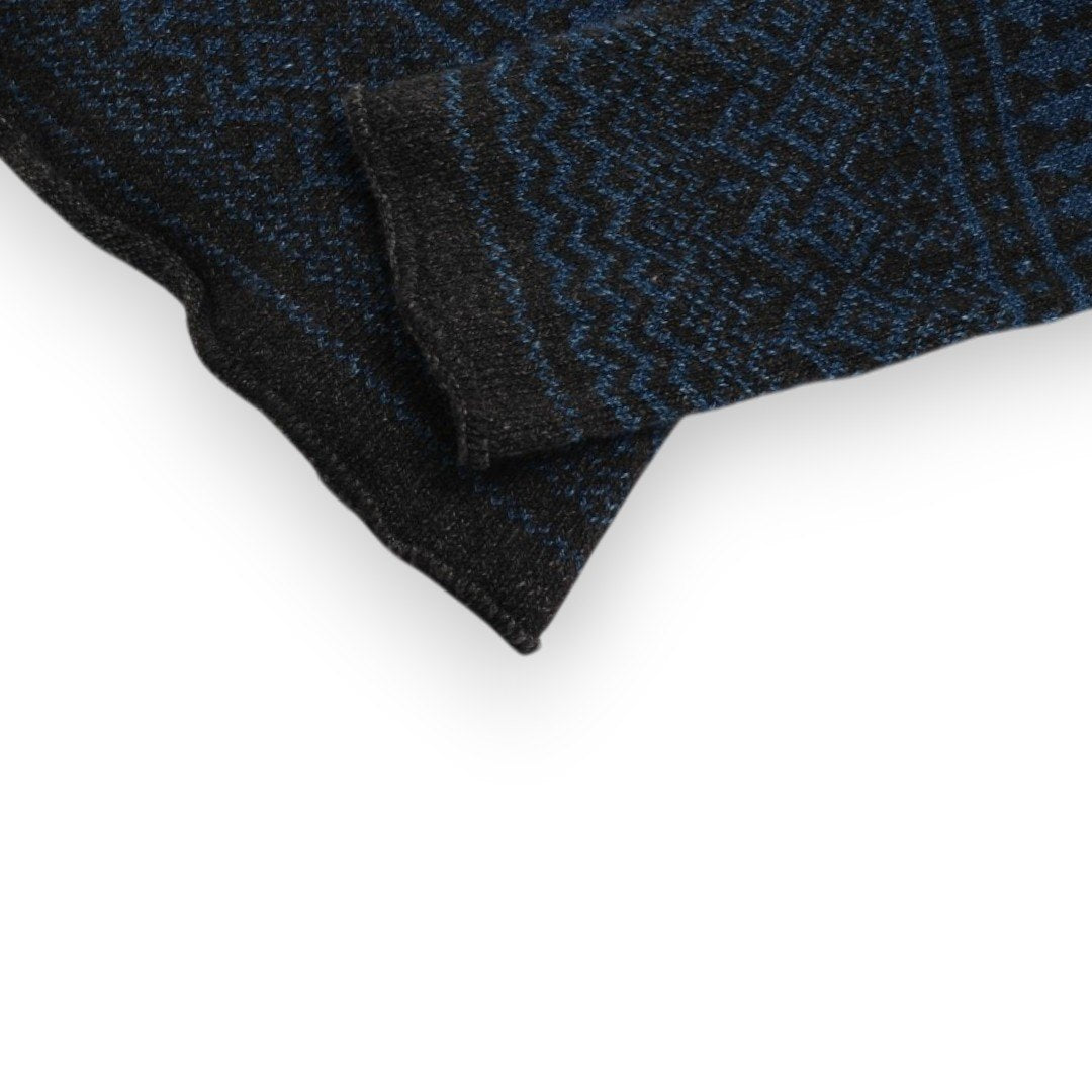 Navy/Black Cotton Mock-Neck