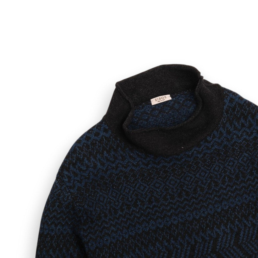 Navy/Black Cotton Mock-Neck
