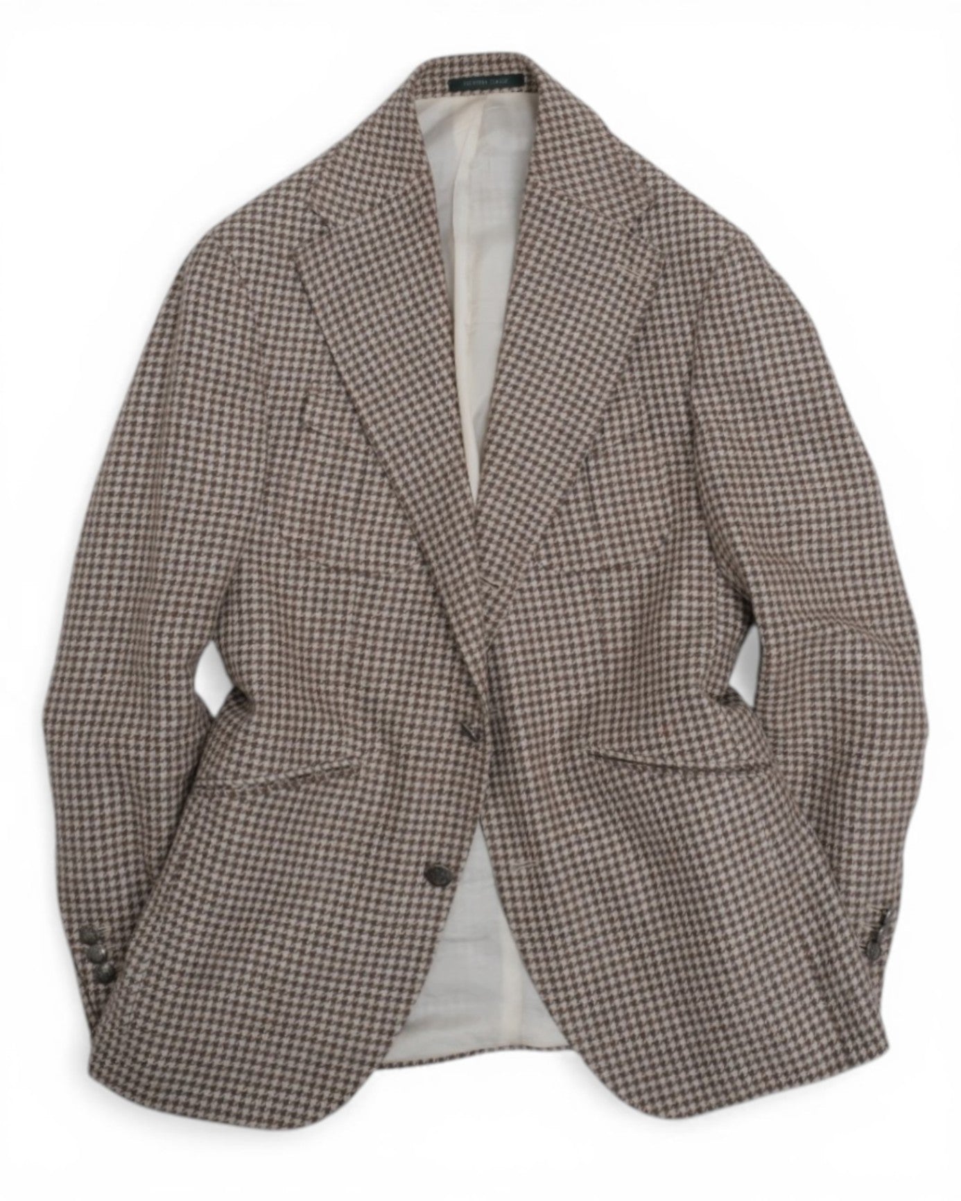 Beige Brown Houndstooth Sports Jacket