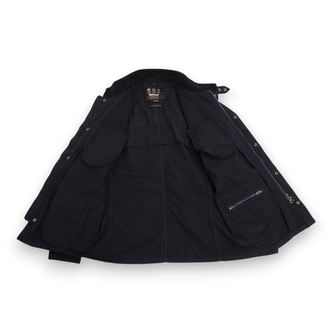 Black Herringbone Cotton Field Jacket