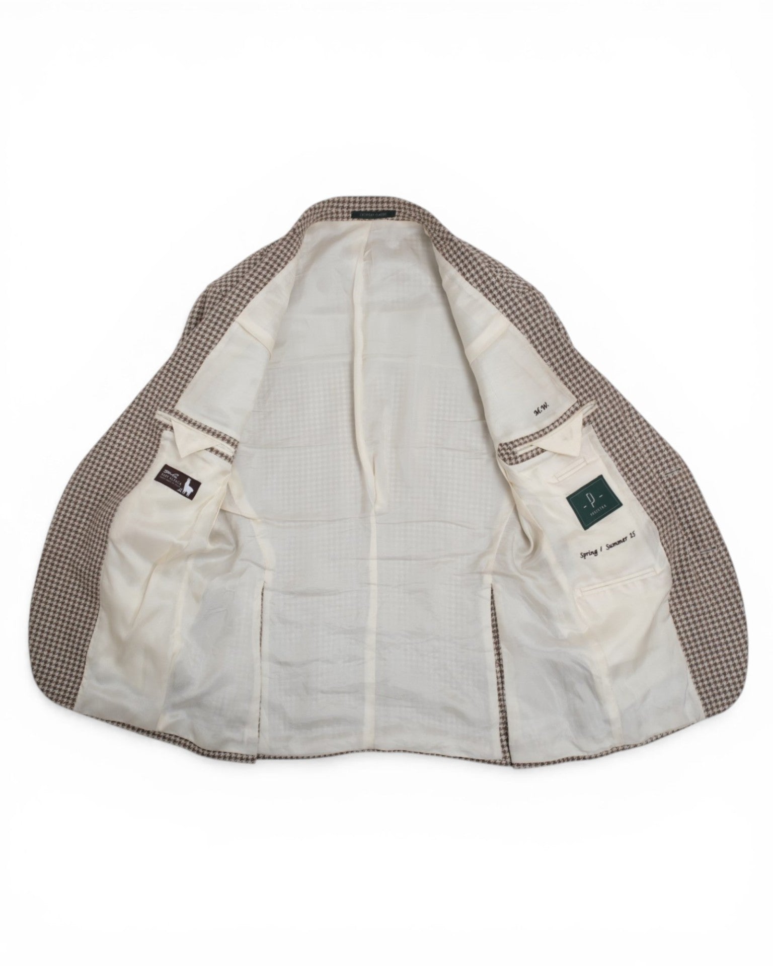 Beige Brown Houndstooth Sports Jacket