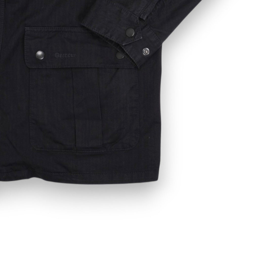 Black Herringbone Cotton Field Jacket