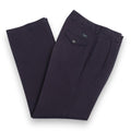Navy Twill High-Rise Pleated Trousers 