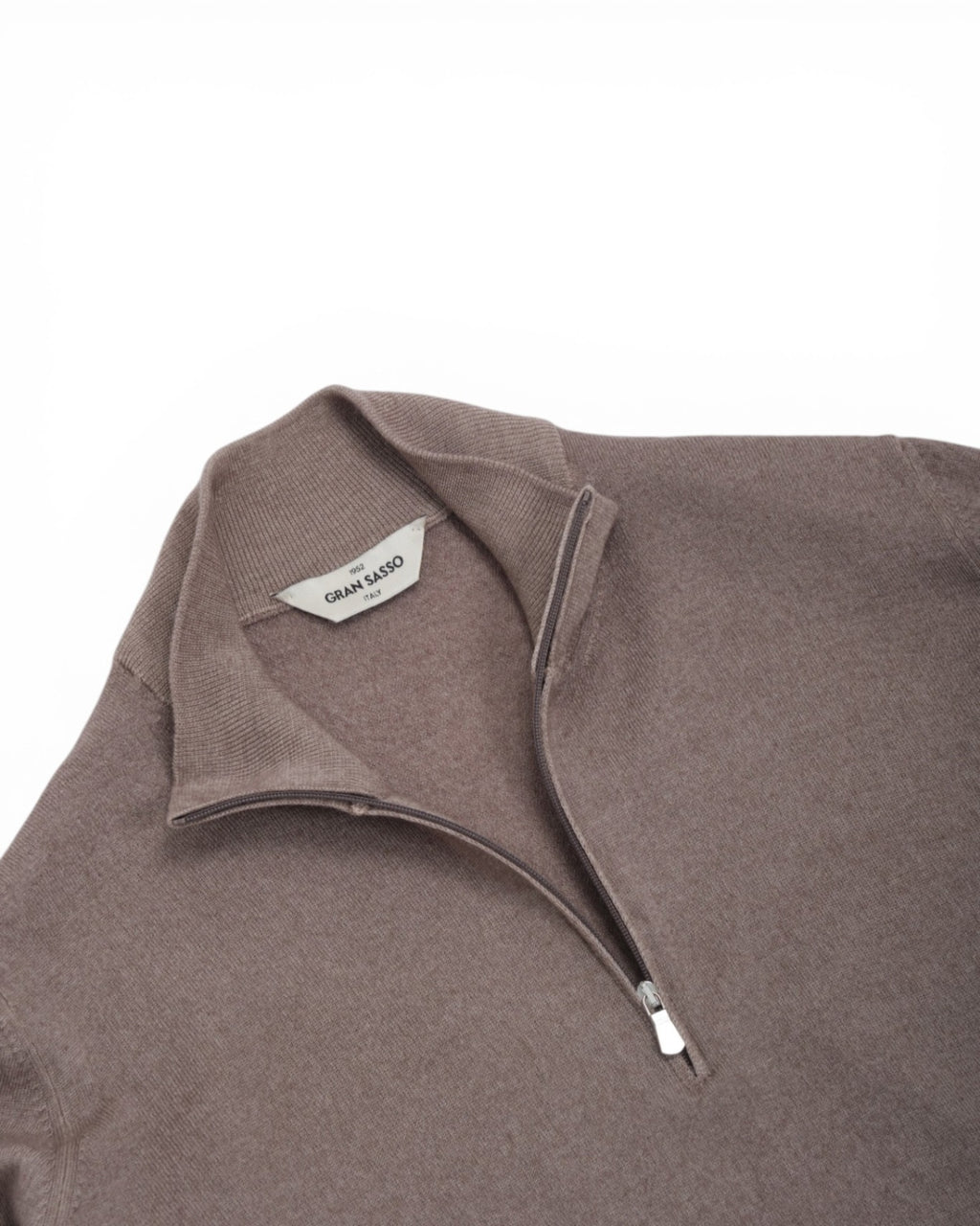 Light Taupe Half-Zip Wool Sweater