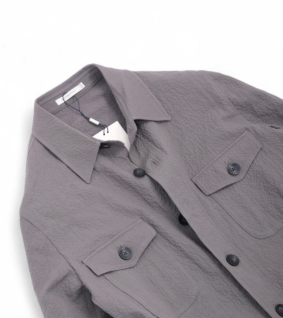 Grey/Taupe Subalpino Seersucker Safari Overshirt
