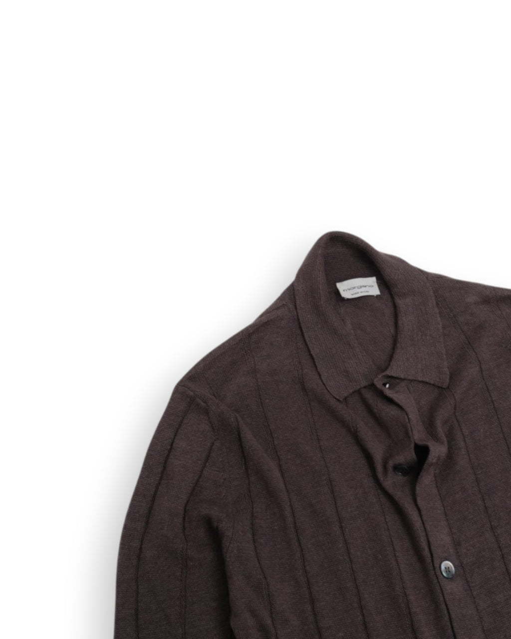 Muddy Brown Ribbed Linen Polo Shirt