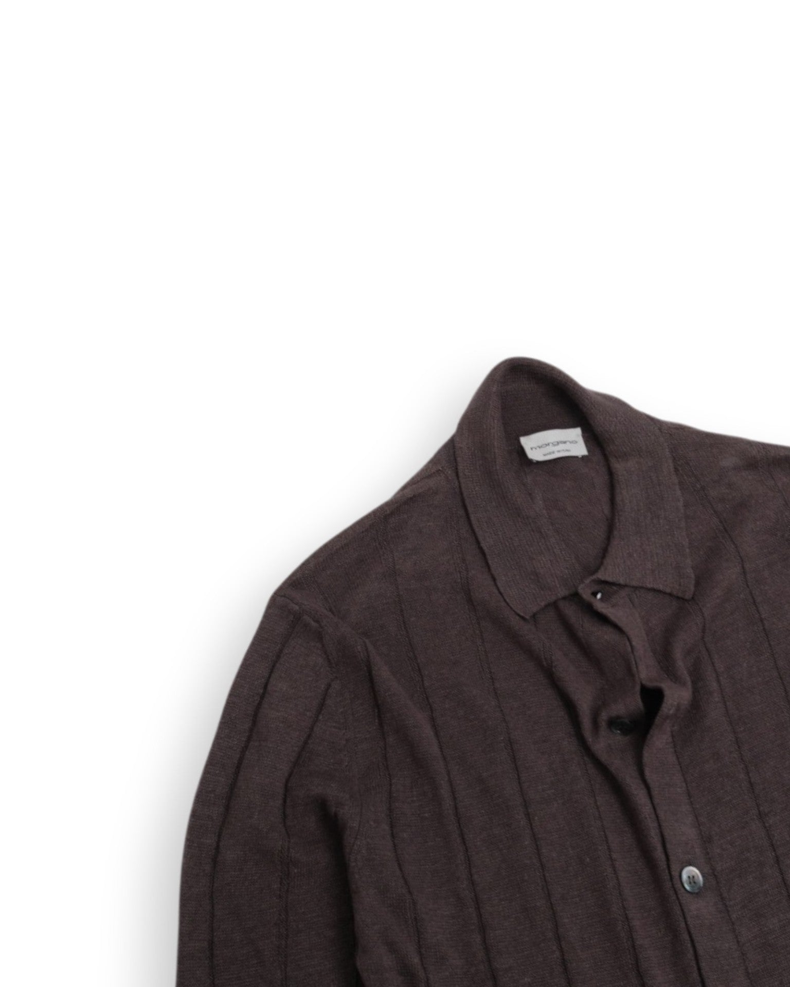Muddy Brown Ribbed Linen Polo Shirt