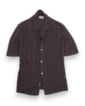 Muddy Brown Ribbed Linen Polo Shirt