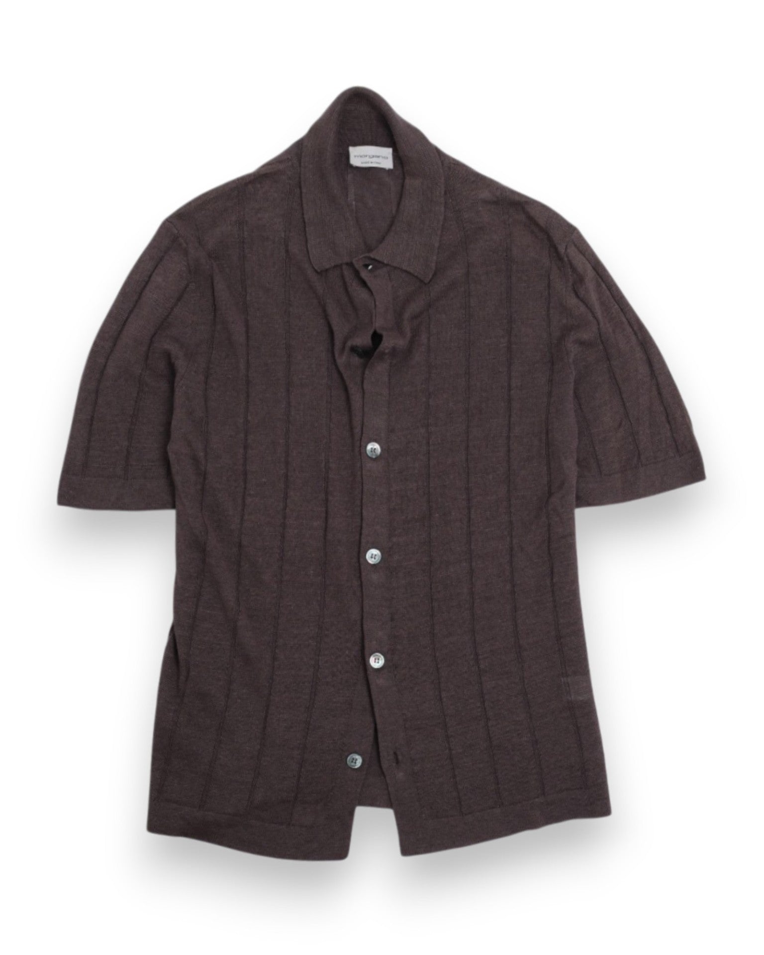 Muddy Brown Ribbed Linen Polo Shirt