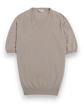Beige Cotton Short-sleeve Crewneck
