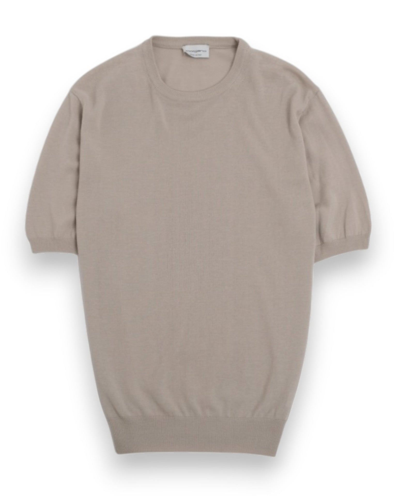 Beige Cotton Short-sleeve Crewneck