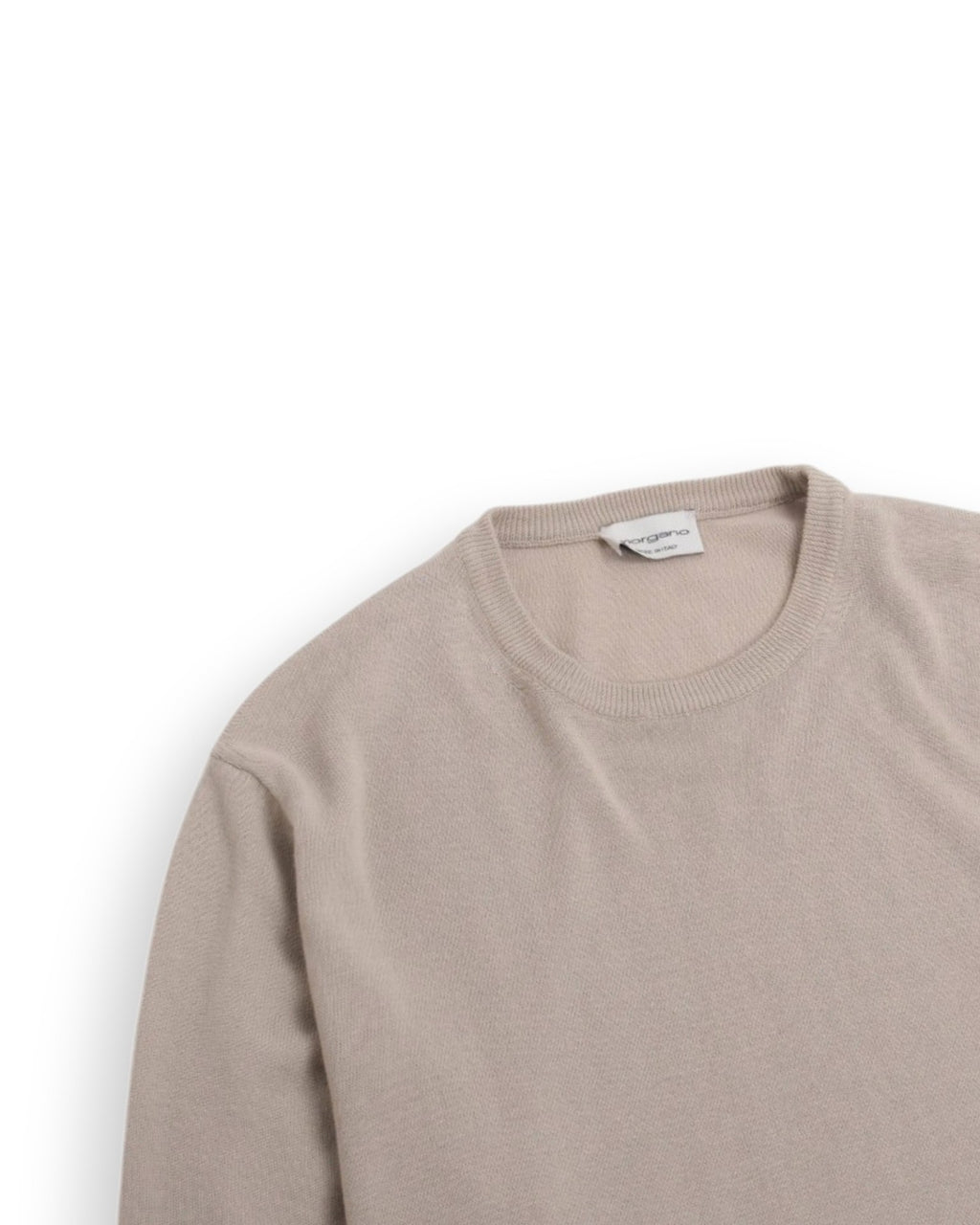 Beige Cotton Short-sleeve Crewneck