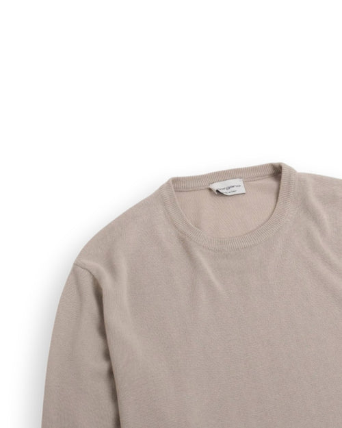 Beige Cotton Short-sleeve Crewneck