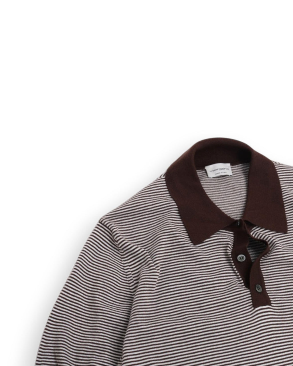 Off-White/Mocca Striped Cotton Polo