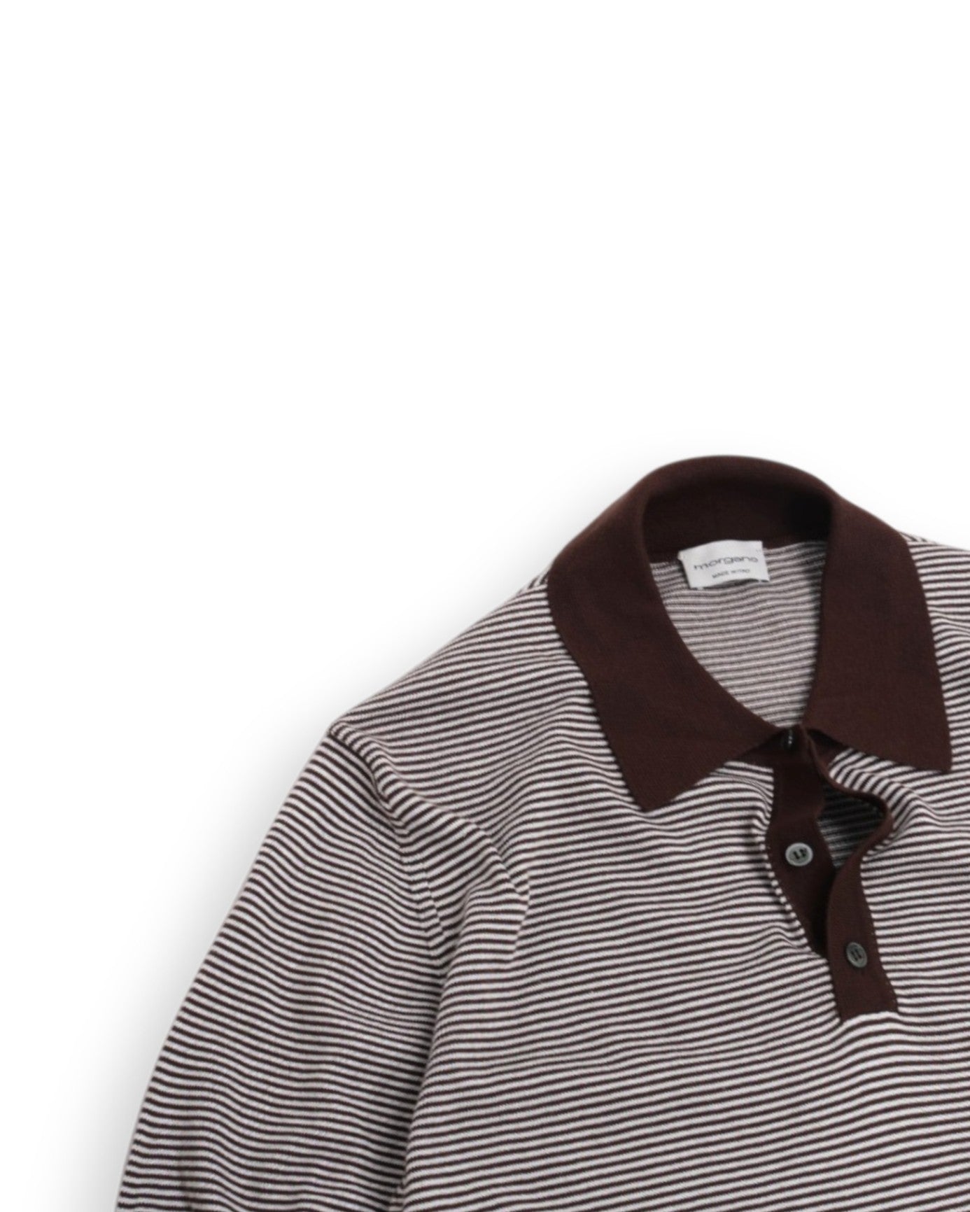 Off-White/Mocca Striped Cotton Polo