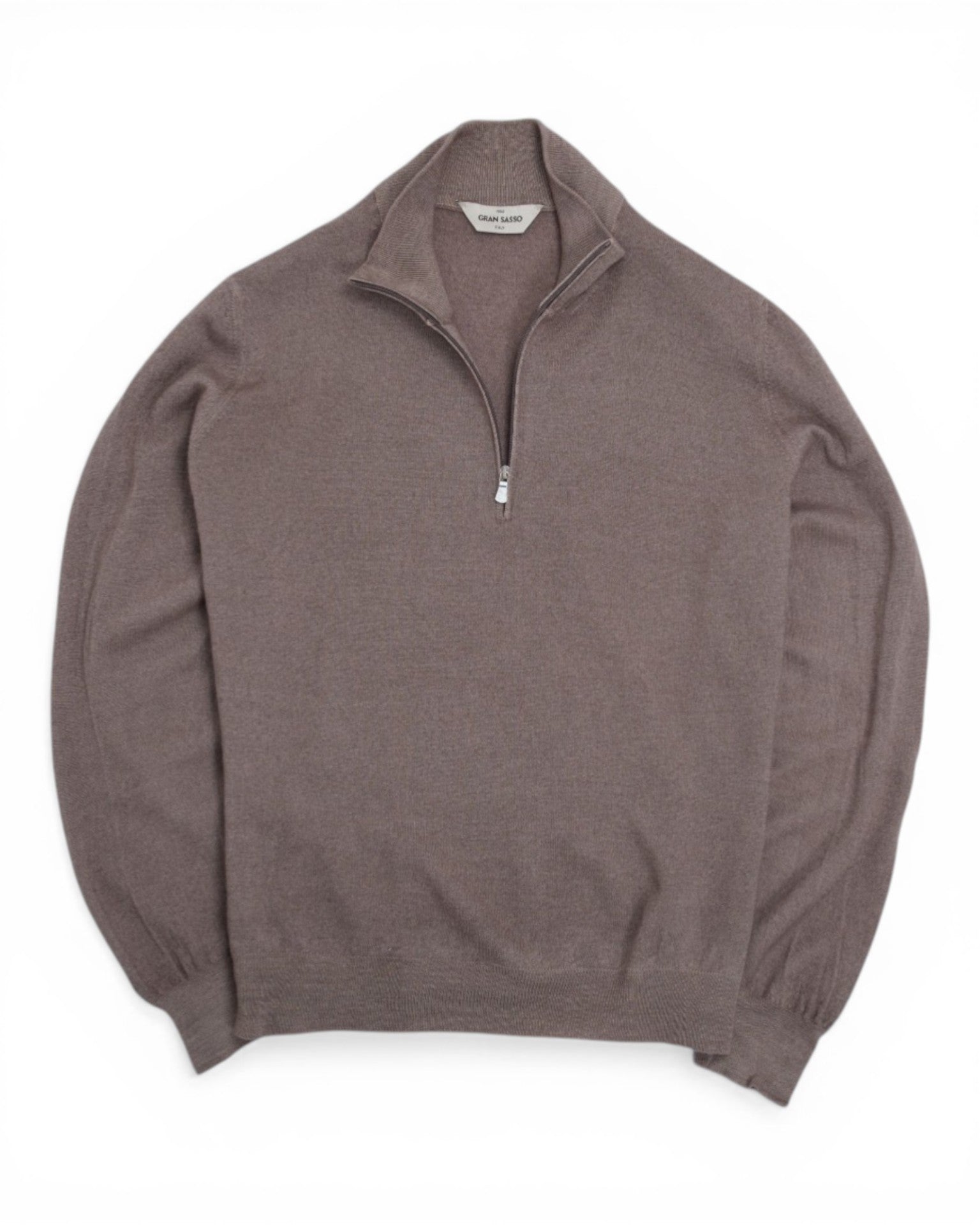 Light Taupe Half zip Wool Sweater