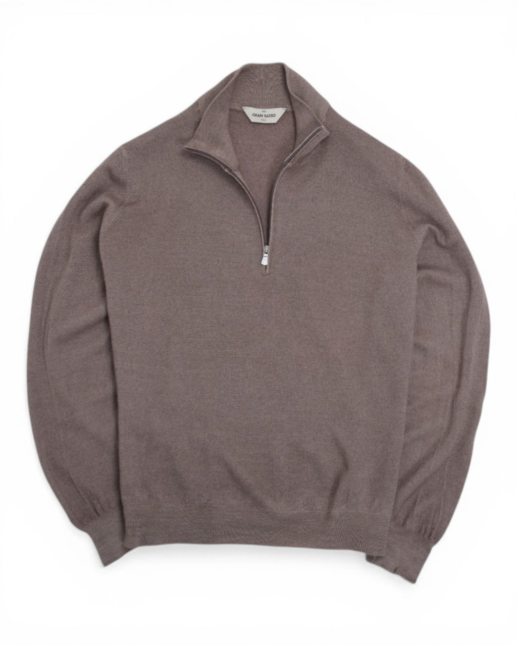 Light Taupe Half-Zip Wool Sweater