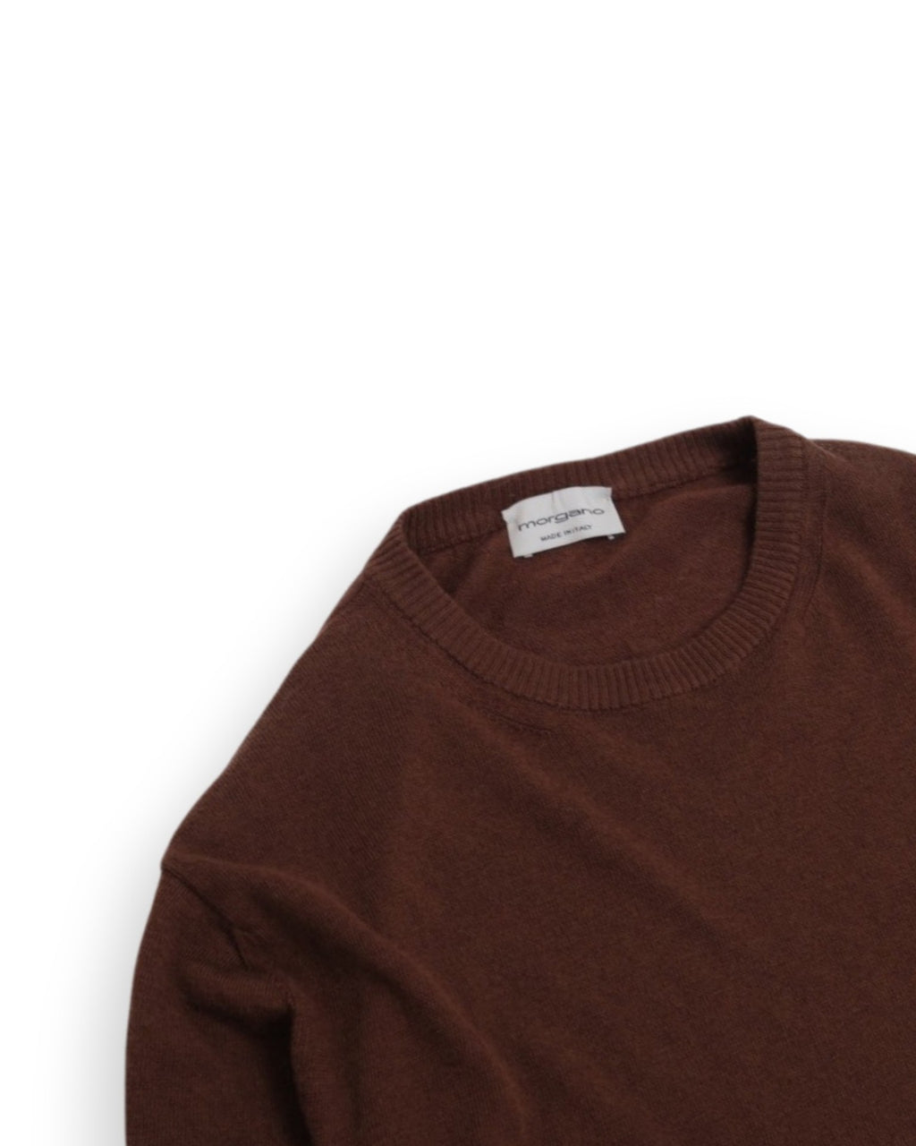 Brown Cotton/Linen Short-Sleeve Crewneck