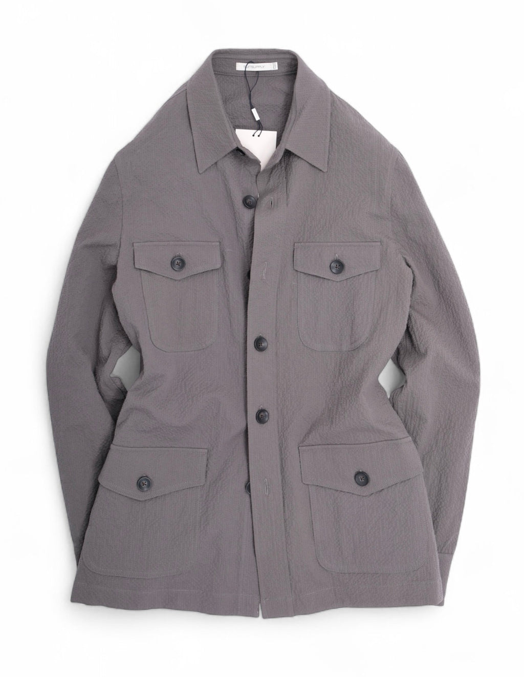 Grey/Taupe Subalpino Seersucker Safari Overshirt